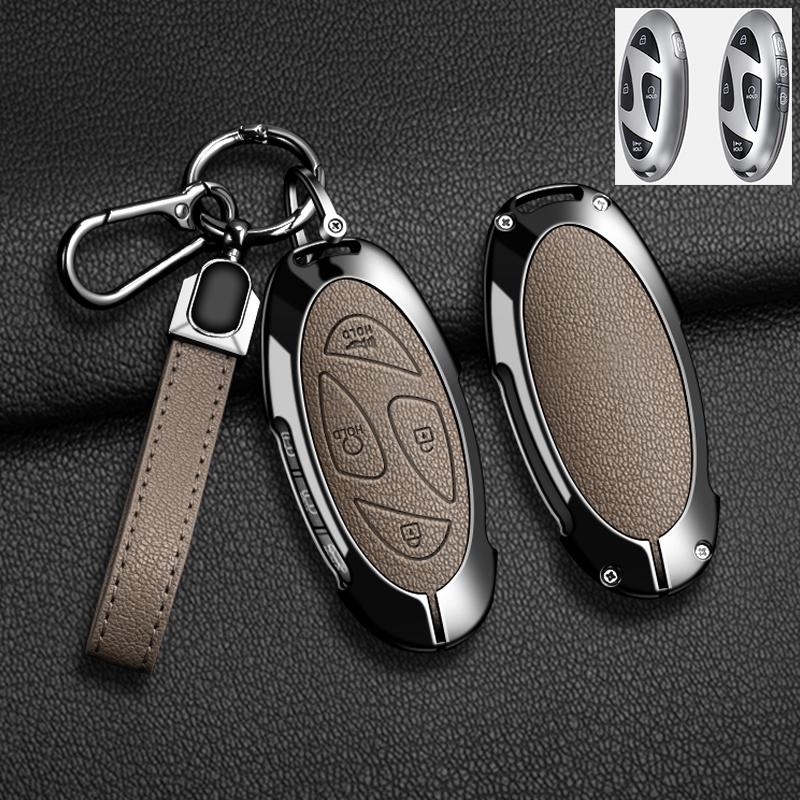 Interior Mouldings Alloy Leather Car Key Case Key Cover For Hyundai IONIQ 6 New Grand Prix GN7 For New Kona SX2 Car Protector Ke