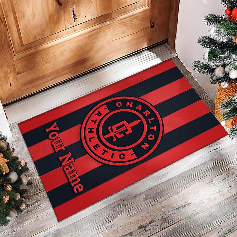 Charlton Athletic Printed Crystal Velvet Rug Non‑Slip Crystal Velvet Carpet For Sofa Bedroom Indoor Home Decoration