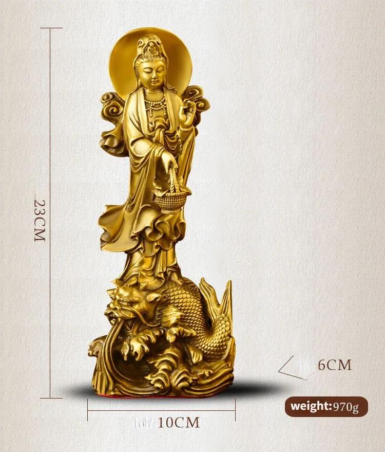 

Copper Buddha Dragon Guanyin Ornaments Stand Bodhisattva Home Living Room Desktop Statue