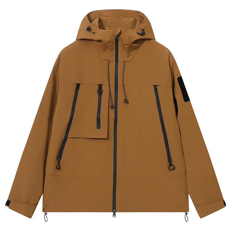 Couple Outdoor Waterproof Jacket Men's Functional Style Work Bag Jacket Jacket Small Oxford Hooded Loose Jacket Men