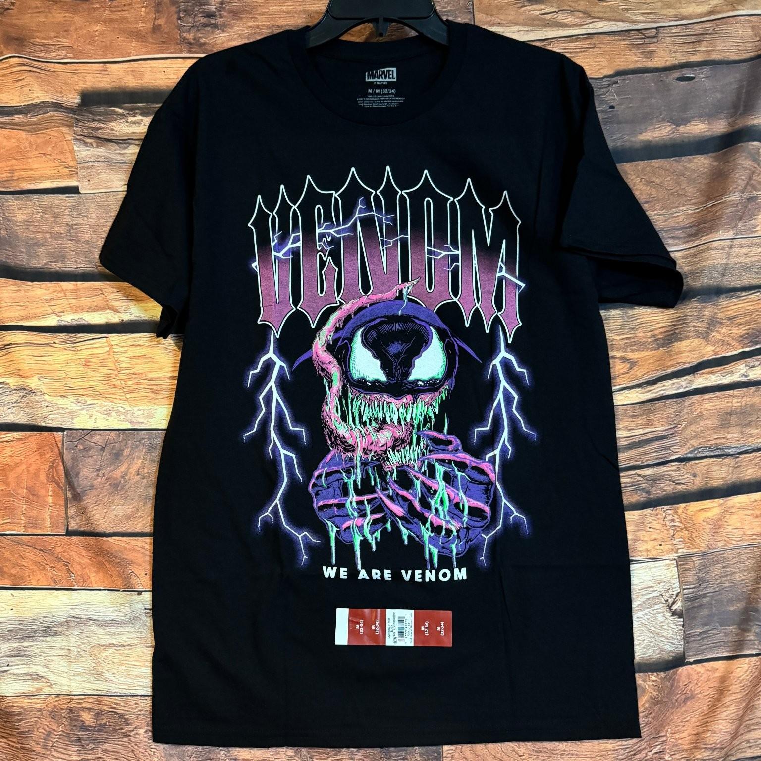 MARVEL Men’s Black M Venom Graphic Print 100% Cotton Tee Comic Books Unisex T-Shirt XXXL