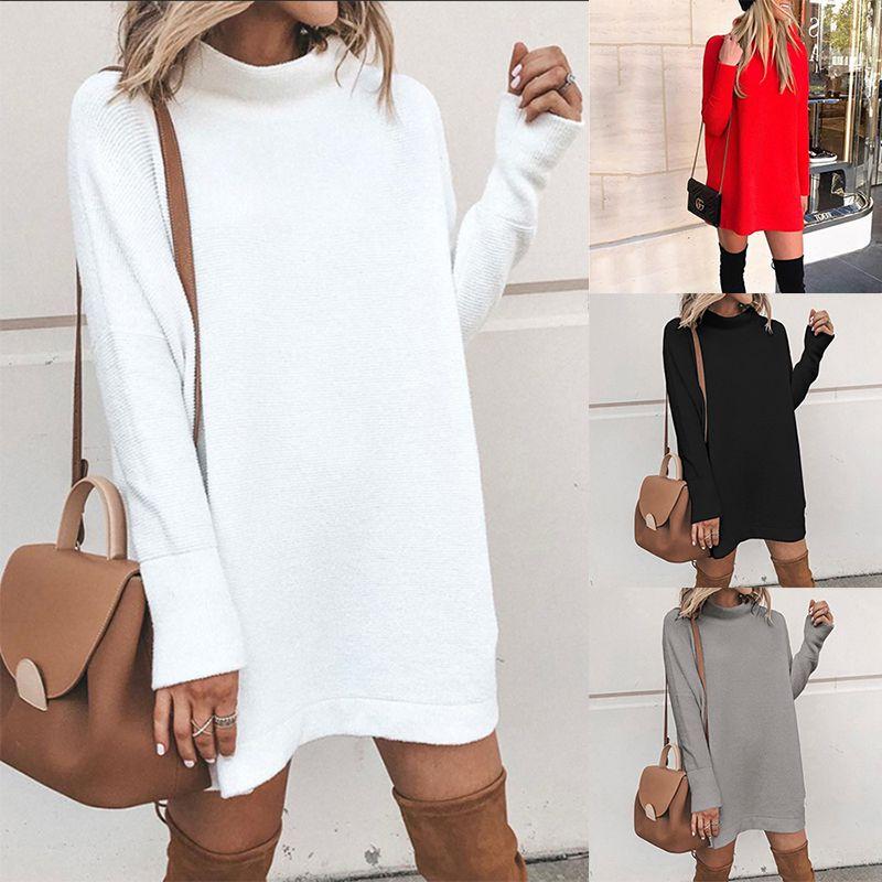 Ultra-soft Women Warm Knitted Long Sleeve Dress Perfect For Autumn And Winter
