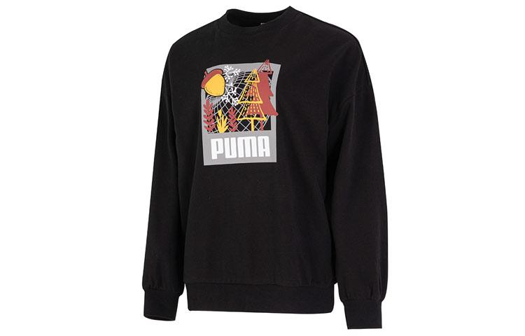 PUMA Sweatshirts Women s Black Crew Neck Moderate Regular 538779-01 S