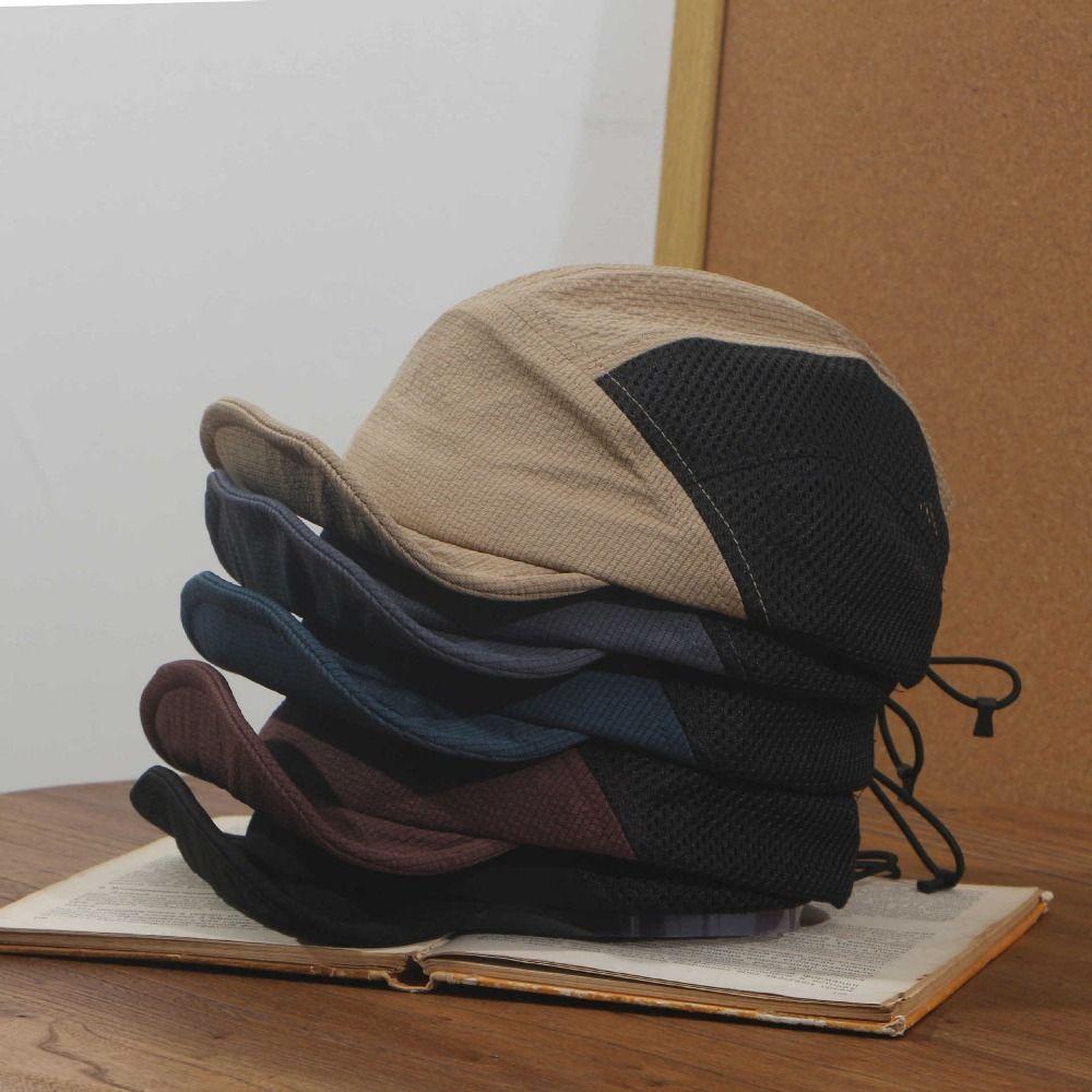 Short Brim Baseball Cap Breathable 5 Panel Hat Japanese Mesh Sun Hat  Camping Fishing