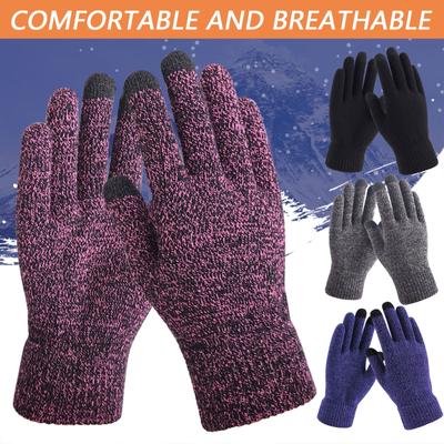Winter Cold Proof Knitted Gloves Warm Plush Thickened Full Finger Gloves