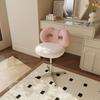 Adjustable Wool/Sheepskin Makeup Chair Rotatable Dressing Stool Easy-to-Clean Bow Tie Design Sag-Proof Computer Seat