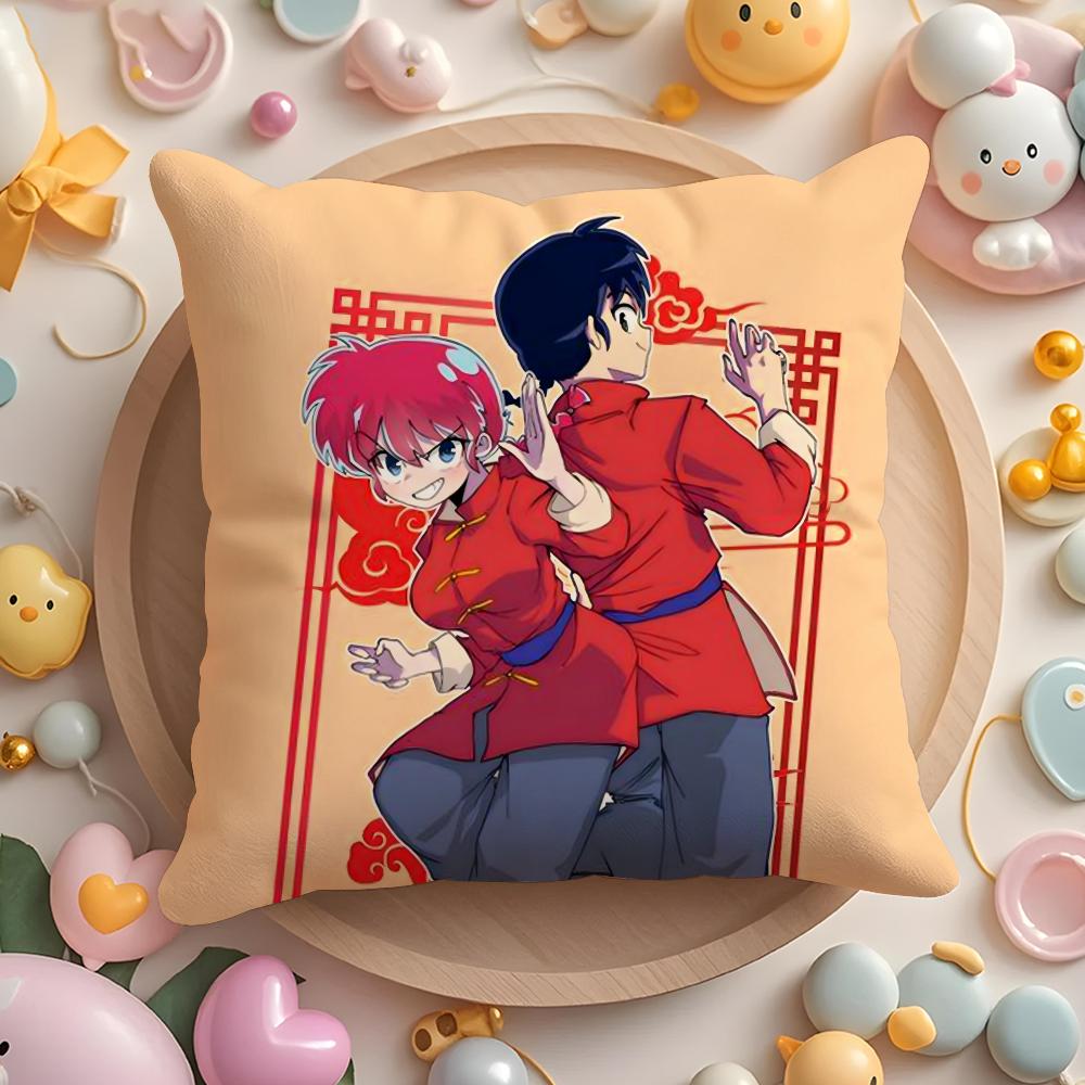 Cartoon R-Ranma1 2 Cushion Cover Short Plush Double-Sided Printing Home Machine Washable In Warm Winter Pillow Case