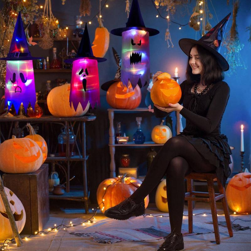 Hexenhut Beleuchtet Lila - LED Halloween Deko Für Garten & Haus