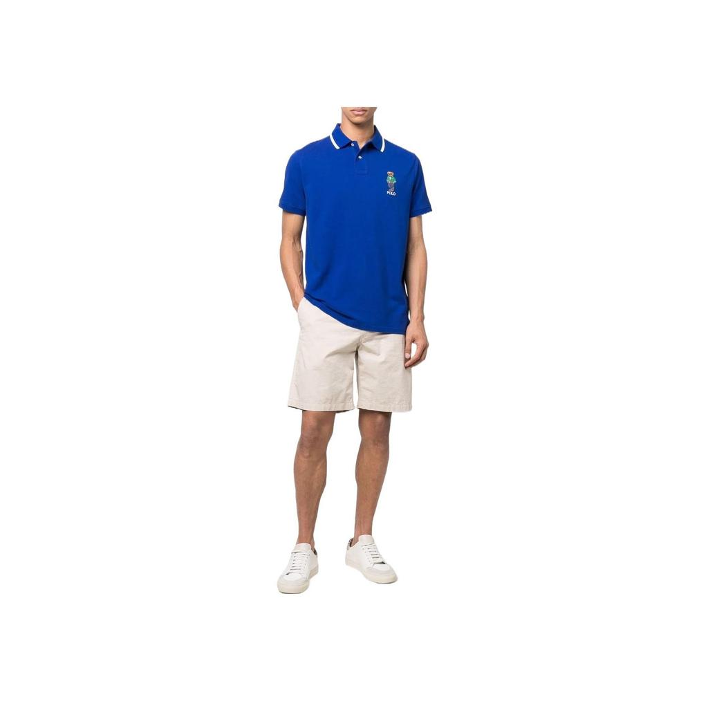 Polo Ralph Lauren SS22 Classic Bear Embroidered Short Sleeve Polo Shirt Men Tops Blue 710867573001