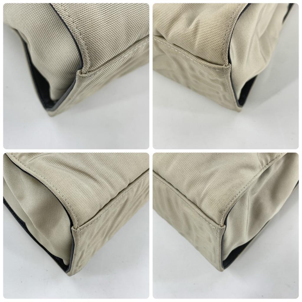 GUCCI Bamboo Handbag Tote Bag Nylon Canvas Leather Beige Ivory White Black 002 1010