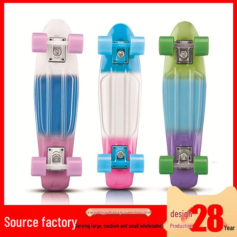 Colorful Children's Kick Skateboard - Fish Type Plastic, Four Wheels, for Street Surfing and Commuting