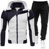 Mens Sportswear Tracksuit  Hoodies+Pants Double Zipper Two Pieces Set  Men Jacket Hoodie and Pants Sweatsuit