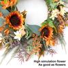 Artificial Sunflowers Wreath Handmade Decorative Garlands for Home Decoration Elegant Faux Florals Hanging Ornament