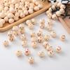 COHEALI 100pcs Smiling Face Wooden Beads Wood Spacer Beads Loose Bead 20mm Painted Wooden Beads for DIY Bracelet Necklace Jewelry Making Hair Crafts
