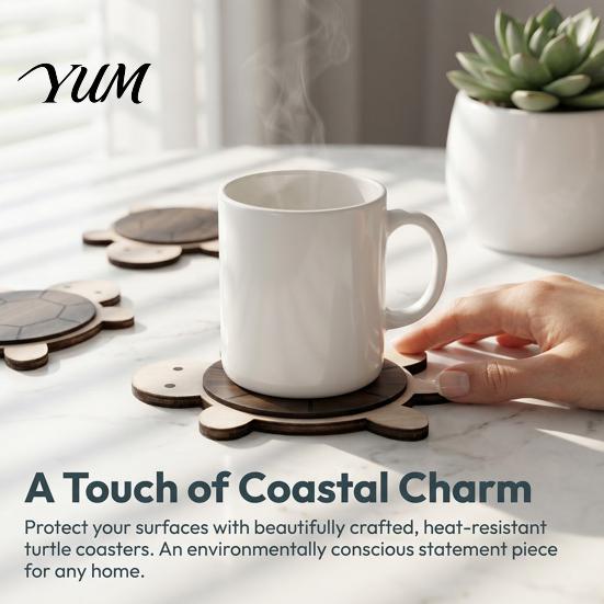 Butterfly And Turtle Shaped Coasters Turtle/Butterfly Wooden for Coffee Mugs Tea Cups, Heat Resistant Rustic Kitchen Table Decor Mats, Insulation Pad