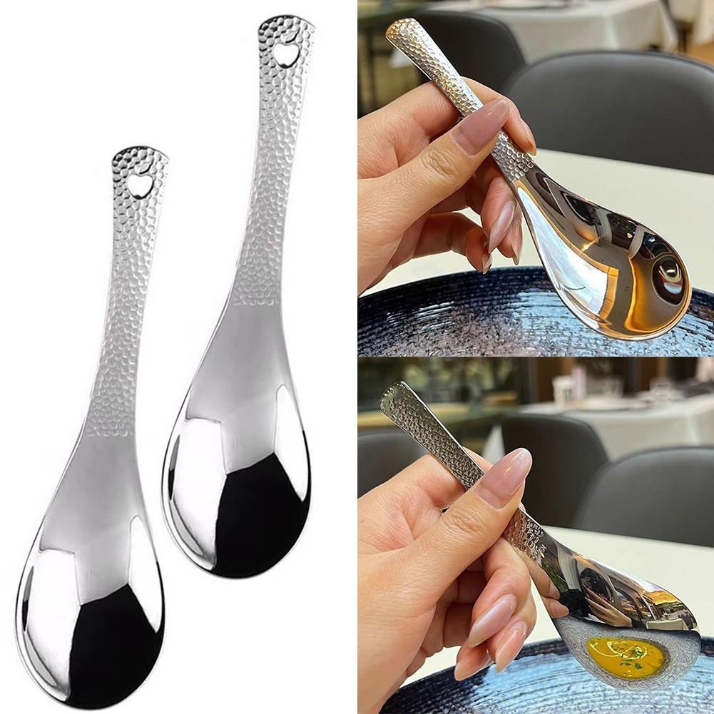 Hammered Finish Stainless Steel Soup Spoon 5.9in Silver Dishwasher Safe