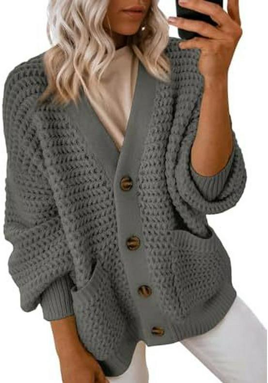 Women's 2024 Casual Chunky Knit Open-Front Cardigan Sweater