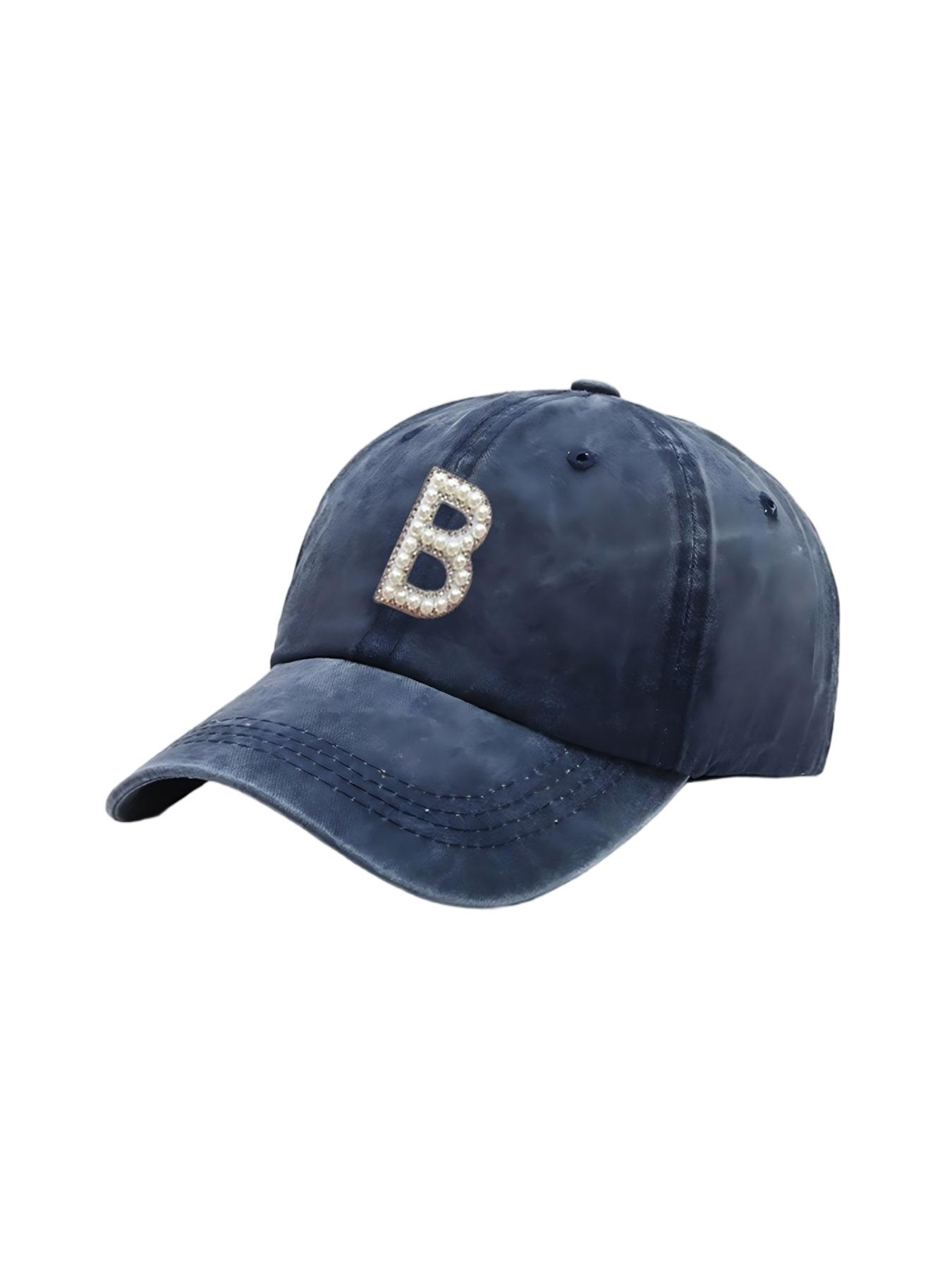 

1Pc A-Z 26 Letter Unisex Outdoors Fashionable Washed Baseball Cap, Adjustable Outdoor Sun Protection Casual Hat One Size