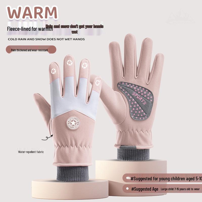 

Children s Waterproof Non-Slip Winter Gloves - Girls Fleece-Lined, Warm, Windproof for Snow Play, Cycling, Skiing