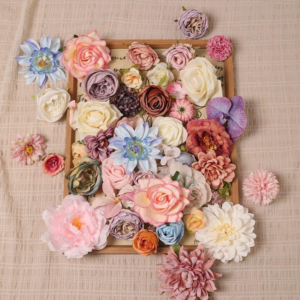 20/40/60/80/100 Stück Zufällige Stil-Kunstblumen-Mischung Fake-Blumen für Heimdekoration Hochzeitsdekoration DIY-Geschenk-Ornament
