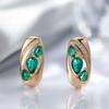 Korean Designer Green Zircon Minimalist Geometric Women's Earrings