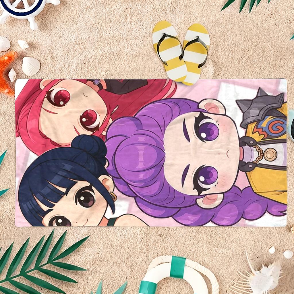 Beach Towel Chibi-style Girl Group Printed Towel Large Quick Dry Sand Free Beach Blanket for Adults Women Men Suit for Fitness