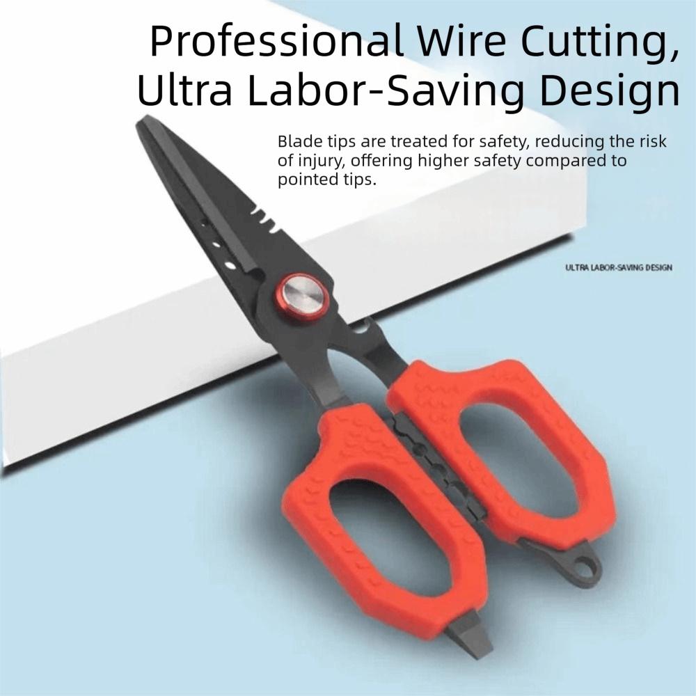 Anti-slip Grip Braid Line Cutter Double Serrated Luya PE Scissors  Saltwater Fishing