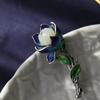 Řemeslo Přírodní Chalcedon Magnolia Květ Brož Smalt Porcelán Čínský Retro Vinutí Jedinečný Designér Značka Šperky