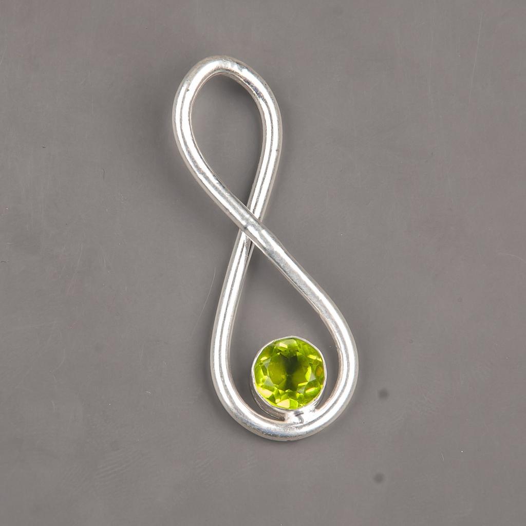 Kamień Szlachetny Peridot Srebro Próby 925 Biżuteria Ręcznie Robiony Wisiorek 1,66" Na Prezent PP-20-2