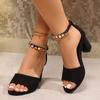 2025 Hot Sale Ladies Shoes Peep Toe Women's Sandals Fashion Metal Decoration Office and Career Summer Plus Size Heeled Sandals