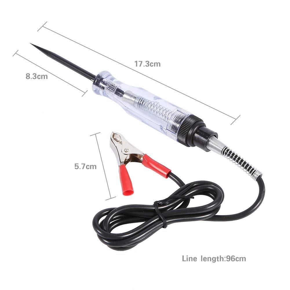 Current Tester Voltage Tester with Indicator Light Voltage Tester Car Lamp with Crocodile Clip DC Electric Circuit Voltage Tester Test Pen 6V 12V 24V