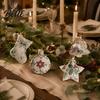 Vintage Style Xmas Hanging Decoration Ornaments Rustic Burlap Christmas Tree Decor Linen Fabric Ball Stocking