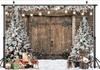 AIIKES 10X8FT Christmas Backdrop Winter Christmas Rustic Barn Wood Door