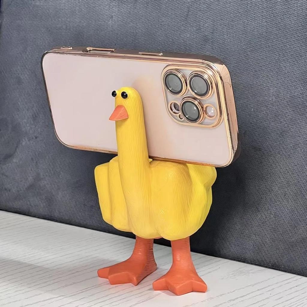 Kreative Mittelfinger-Enten-Dekoration - Neuartige Harzstatue, Trendiges Internet-Bastelornament, Schrullige Schreibtischfigur für Zuhause