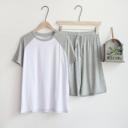 Modalové letní pyžamo pro muže, tenký sekce, volné krátké rukávy, kraťasy, které lze nosit venku, sportovní, domácí, servisní oblek, pánské pyžamo