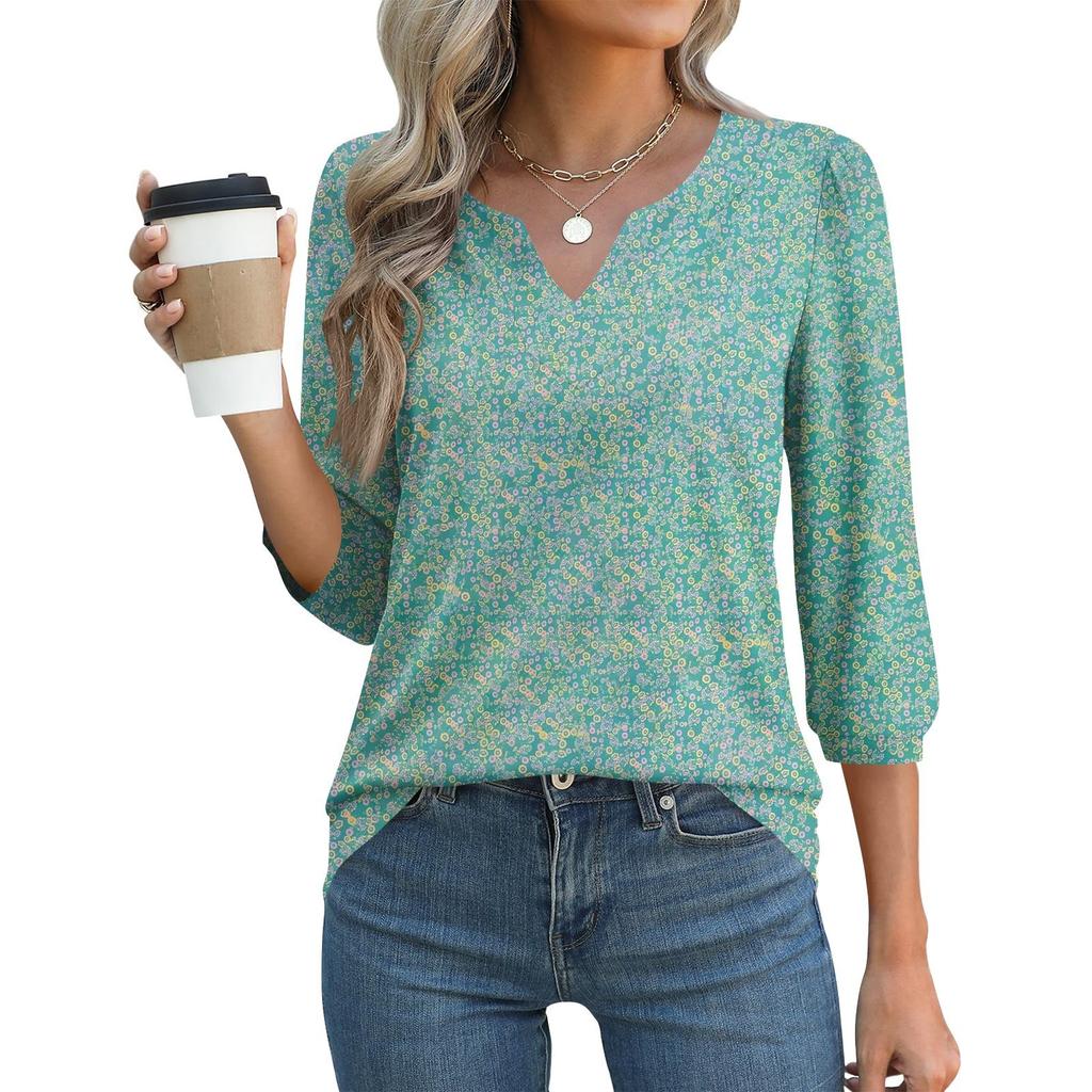 Women's 3/4 Sleeve Shirts Graphic Tees Shirts Casual Basic Tops Pullovers