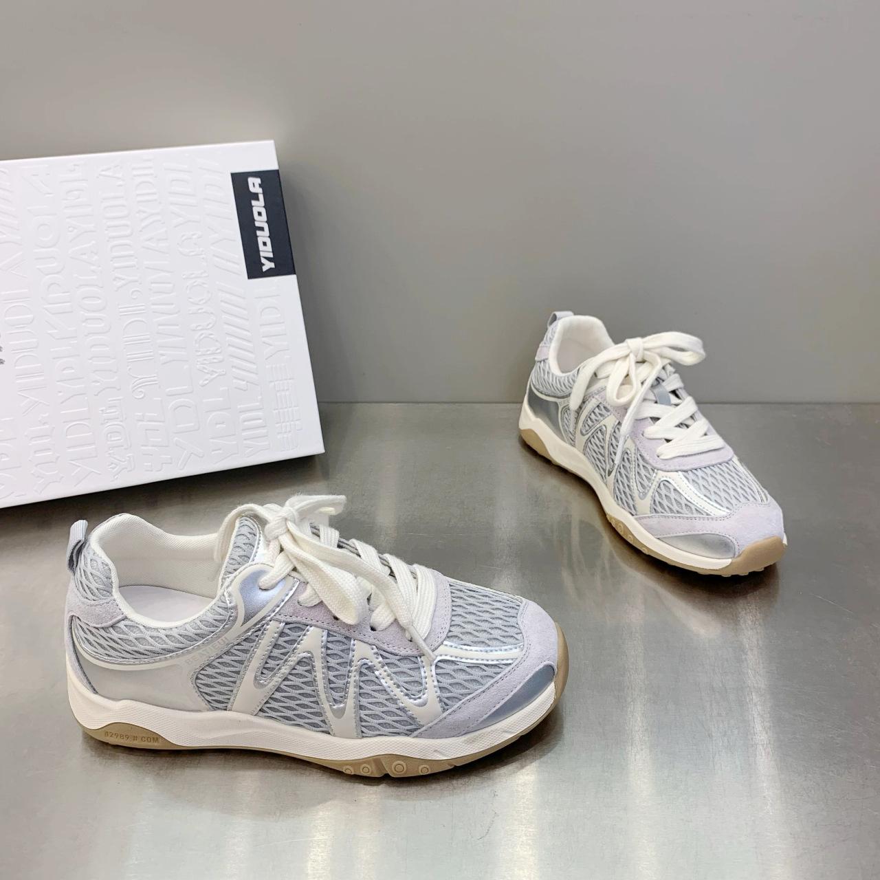 

New mesh breathable dad shoes versatile casual sports Forrest Gump shoes great-looking moral training shoes 40 серебряный