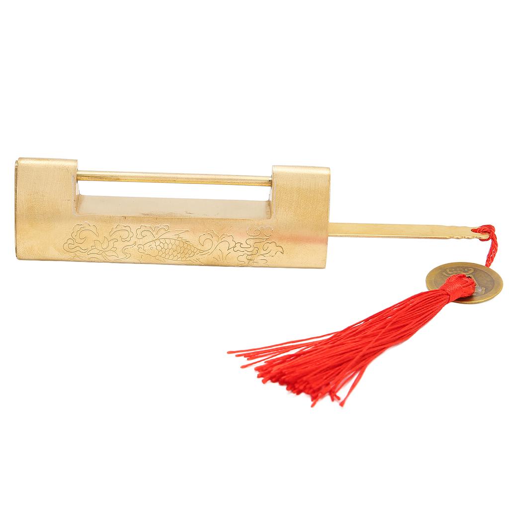 Brass Antique Padlock Spacing 5.9cm Exquisite Rustproof Chinese Old   Fish Horizontal Padlock for Jewelry Boxes