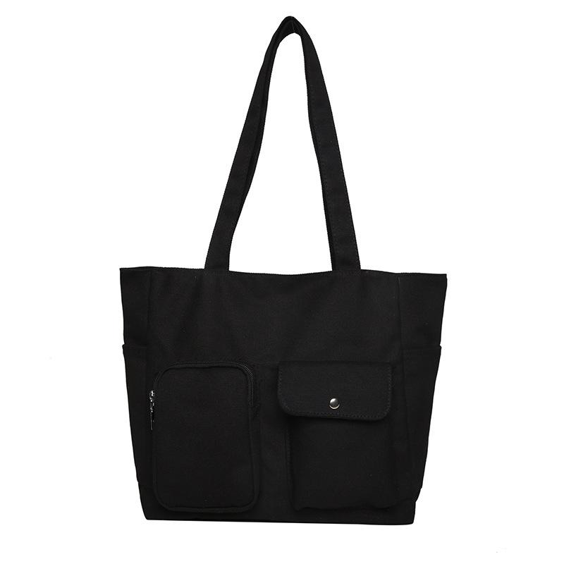 Large capacity canvas bag, women's spring new fashion casual shoulder bag, student class commuting tote bag