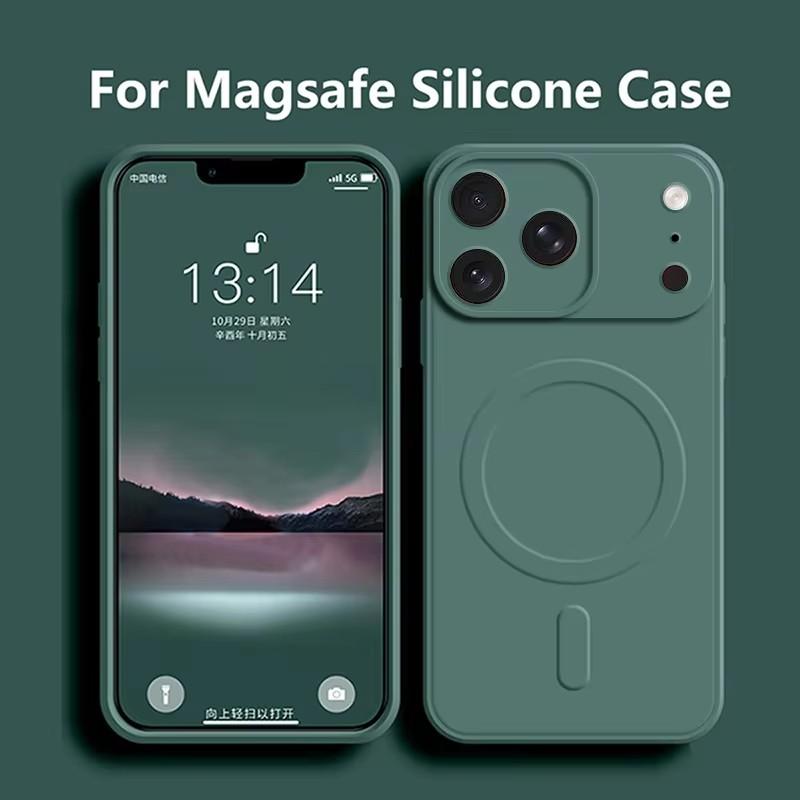 Płynne Silikonowe Etui Magsafe na Telefon dla IPhone 17 Air 14 15 Plus 12 13 Mini 11 Pro Max Magnetyczne Pokrowiec do Bezprzewodowego Ładowania