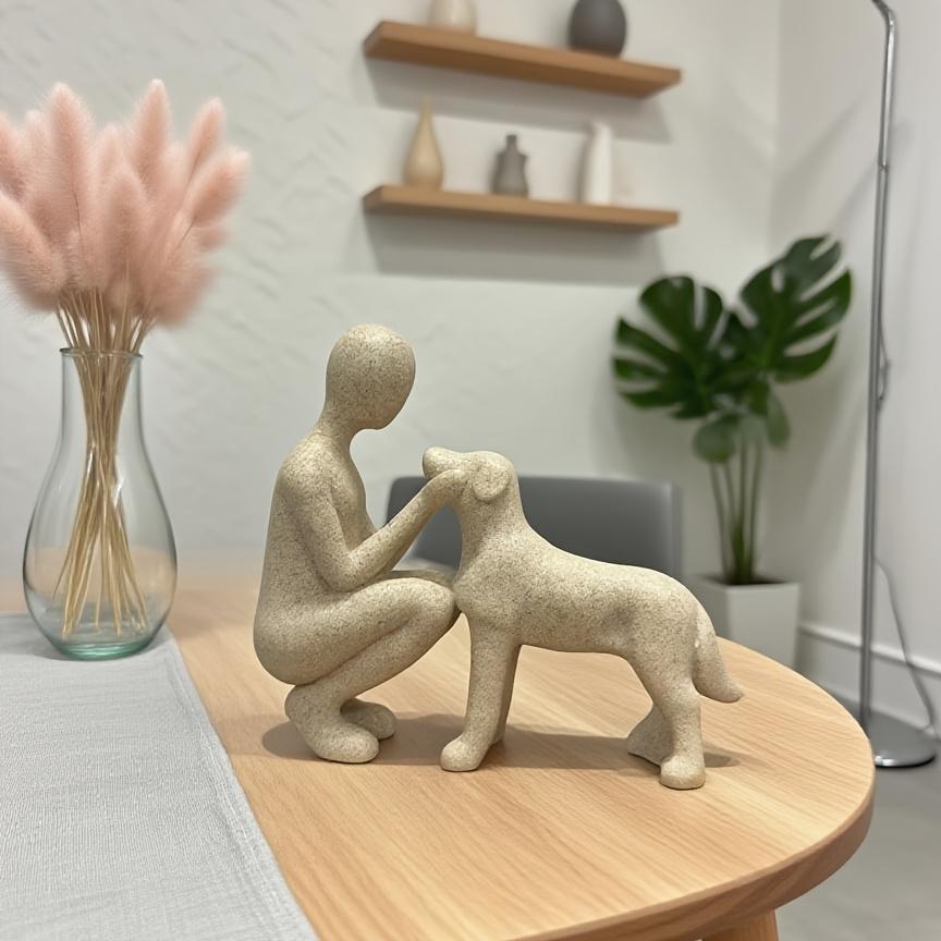 Creative Minimalist Art Figure with Dog Nordic Decor for Living Room Bar Cabinet Couple Home Ornament