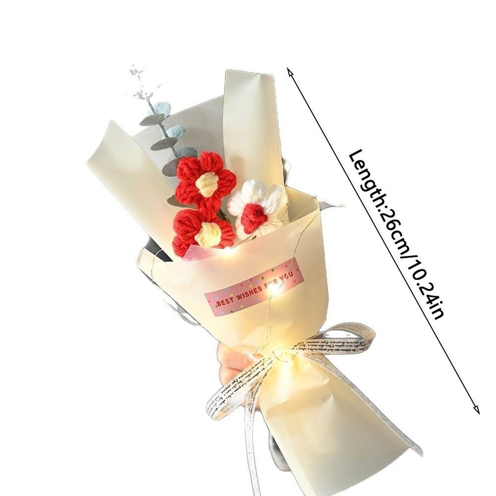 LED Lights Crochet Flowers Bouquet Glowing Eternal Simulated Flowers  Wedding Decor