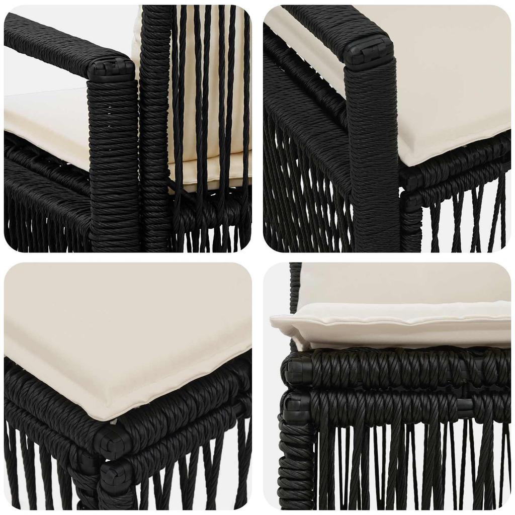 Garden Sofa Set 6 Pieces 6 Seater Black Poly Rattan