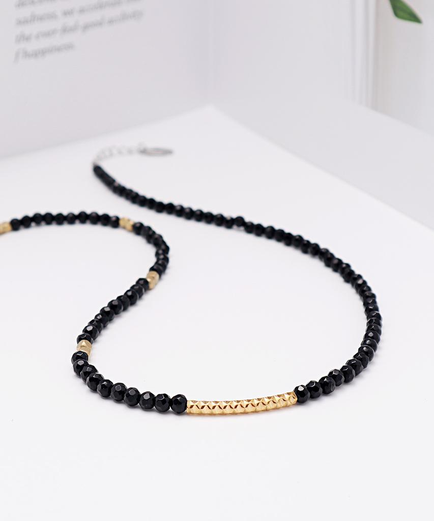 Polalita Black Tassel Color Mix Bead Necklace (Plt-Nl-044_Gd)