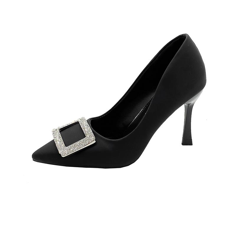 

Модные туфли-лодочки на шпильке с квадратным носком и стразами, новые осенние, с острым носком, с мелким вырезом, слипоны, нескользящие, на высоком каблуке 39