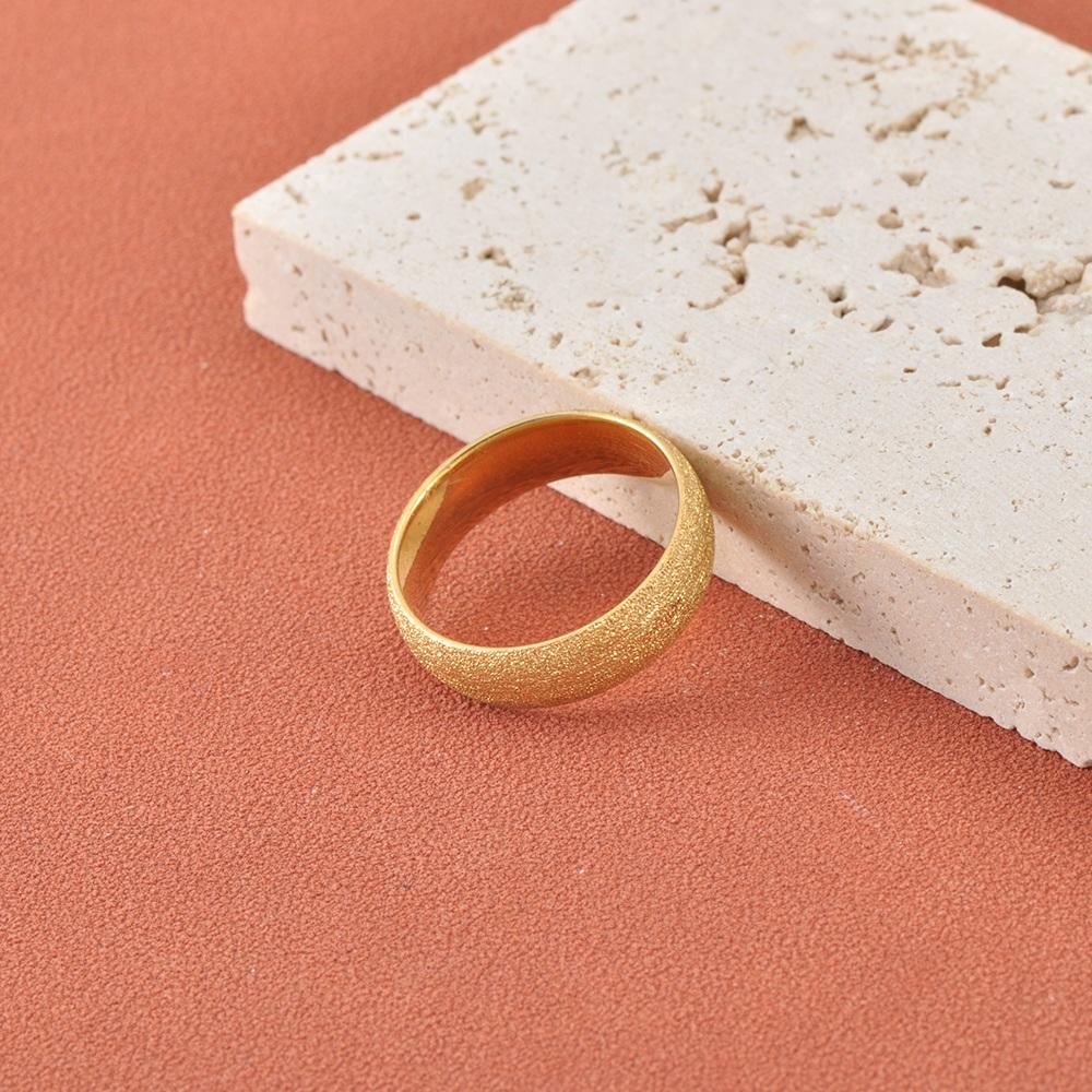JeeMango High Quality Fashion Simple Scrub Stainless Steel Rings for Women 6mm Width Gold Plated Finger Ring Jewelry Gift R26030