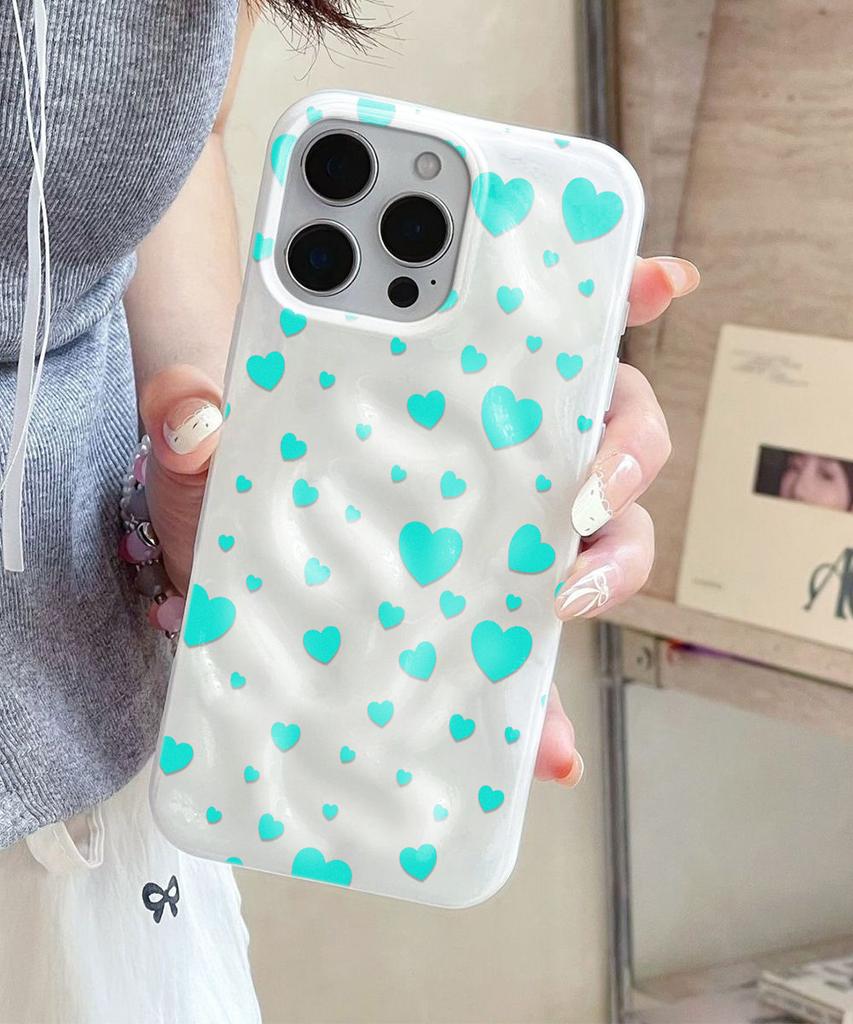 Polka Dot Heart Case For IPhone 17 Air 16 15 14 13 12 11 Pro Max Cover Case For IPhone 16 15 14 Plus Case Funda Coque