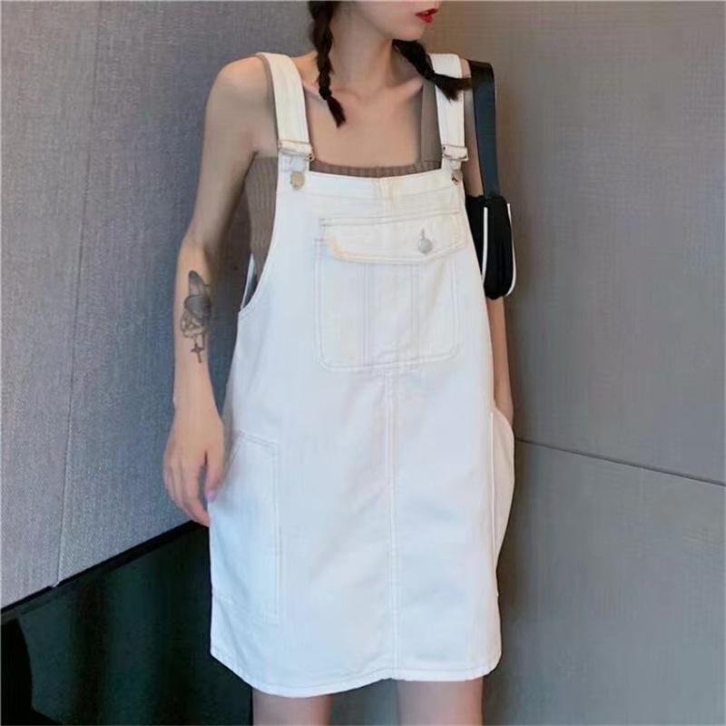 Oversize Women Denim Suspender Strap Dresses Summer Sleeveless Loose Casual Short Dress Female Versatile Sundress
