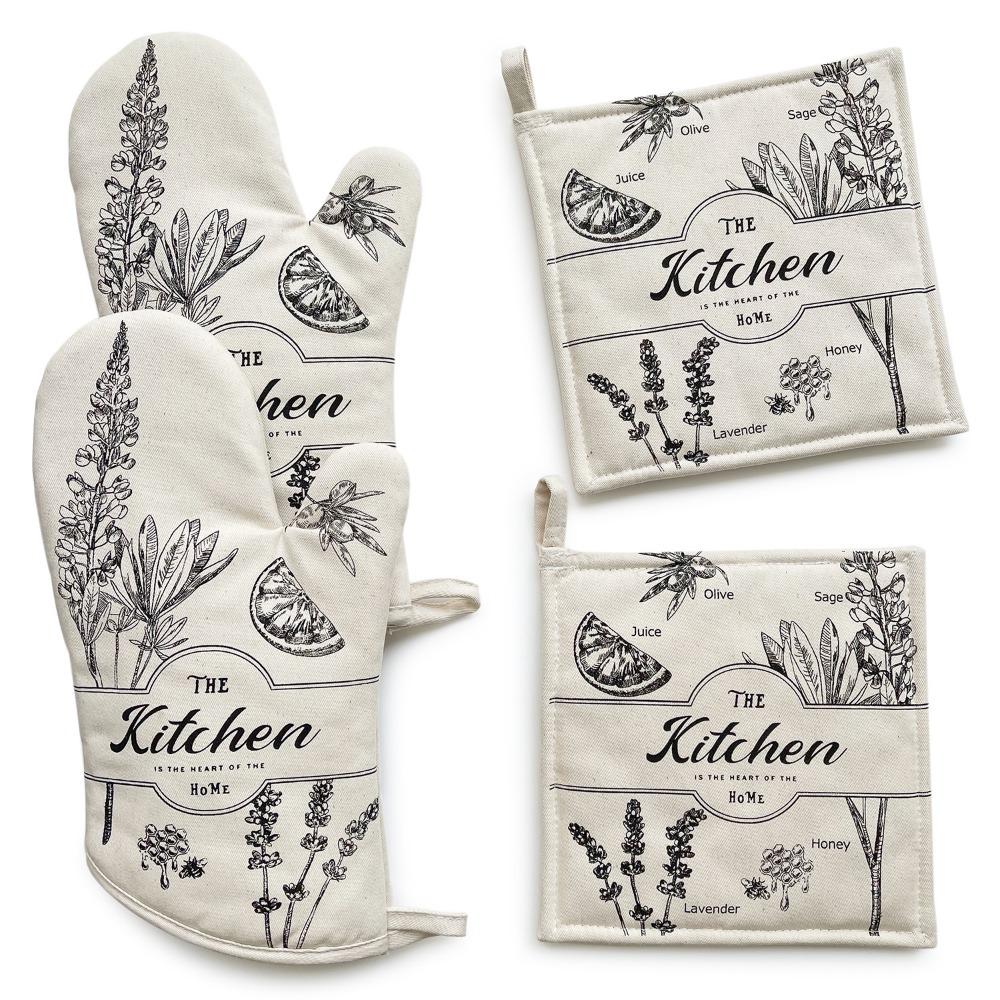 Cotton Oven Gloves Vintage Anti Steam Gloves Insulation Pad Ironing Board