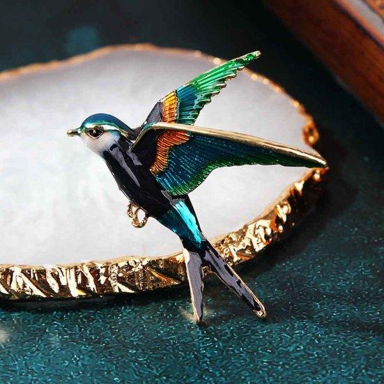 Accessorio per gioielli con spilla animale smaltato per uccello con rondine da donna